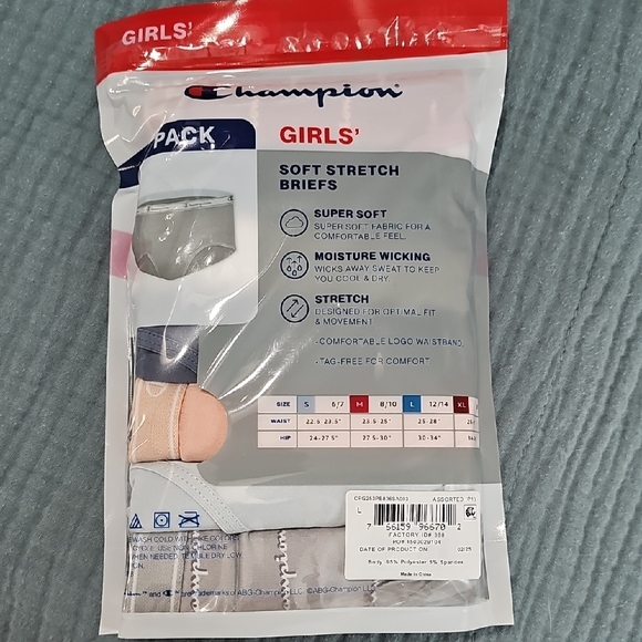 Champion Girls' Soft Stretch Briefs 7 Pack Underwear  - Assorted Colors size L - Picture 2 of 6